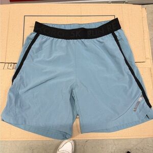 Light Blue Men's Athletic Running Shorts with Contrast Waistband